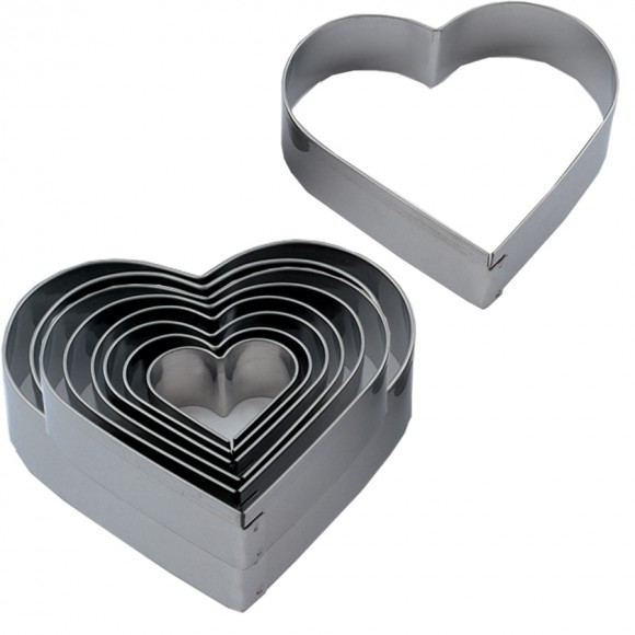 Комплект метални кутери "Сърце" - 9 елемента
